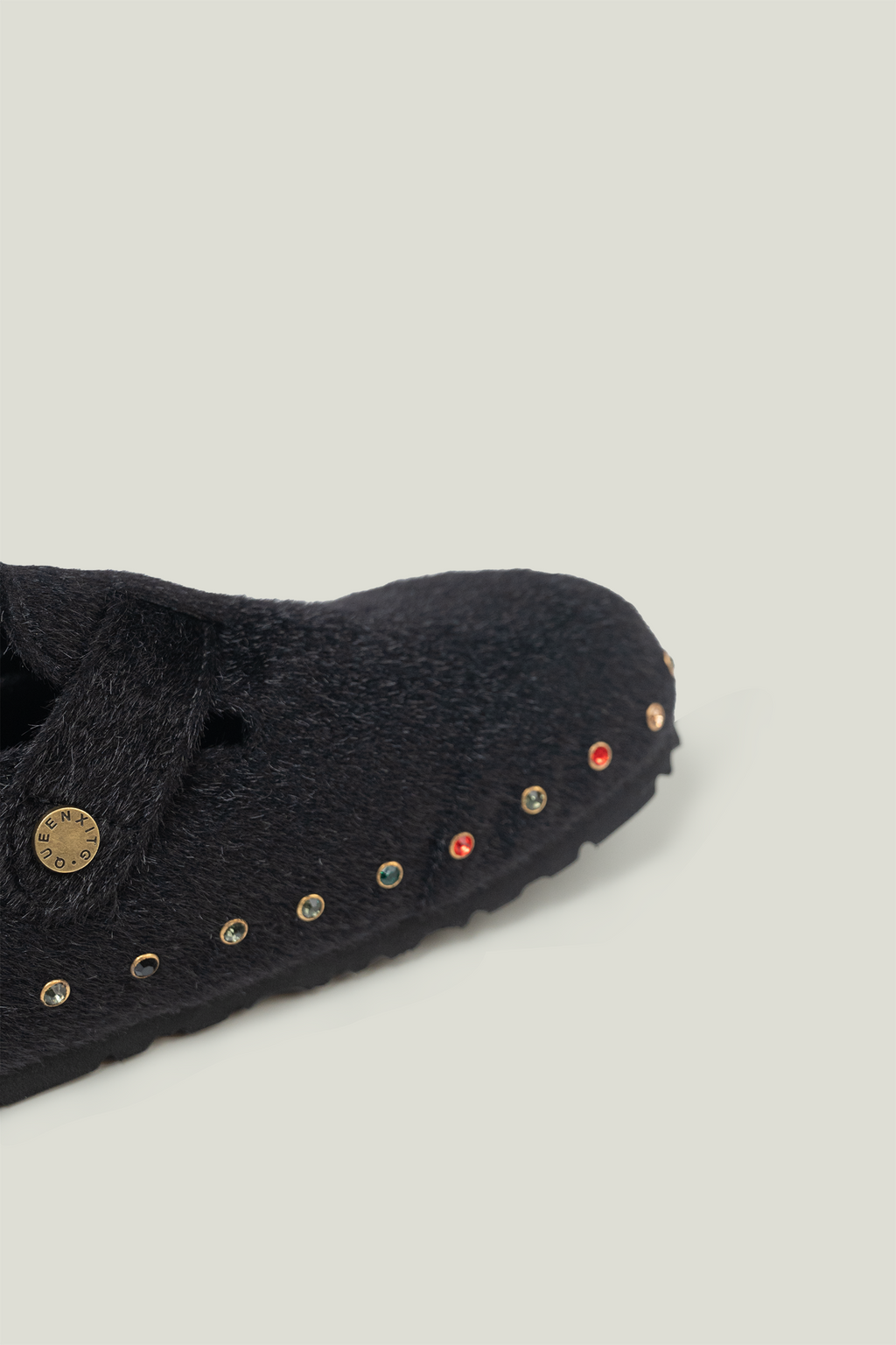 Handmade Rivet Rhinestone Closed Toe Birkenstock-Style Sandals