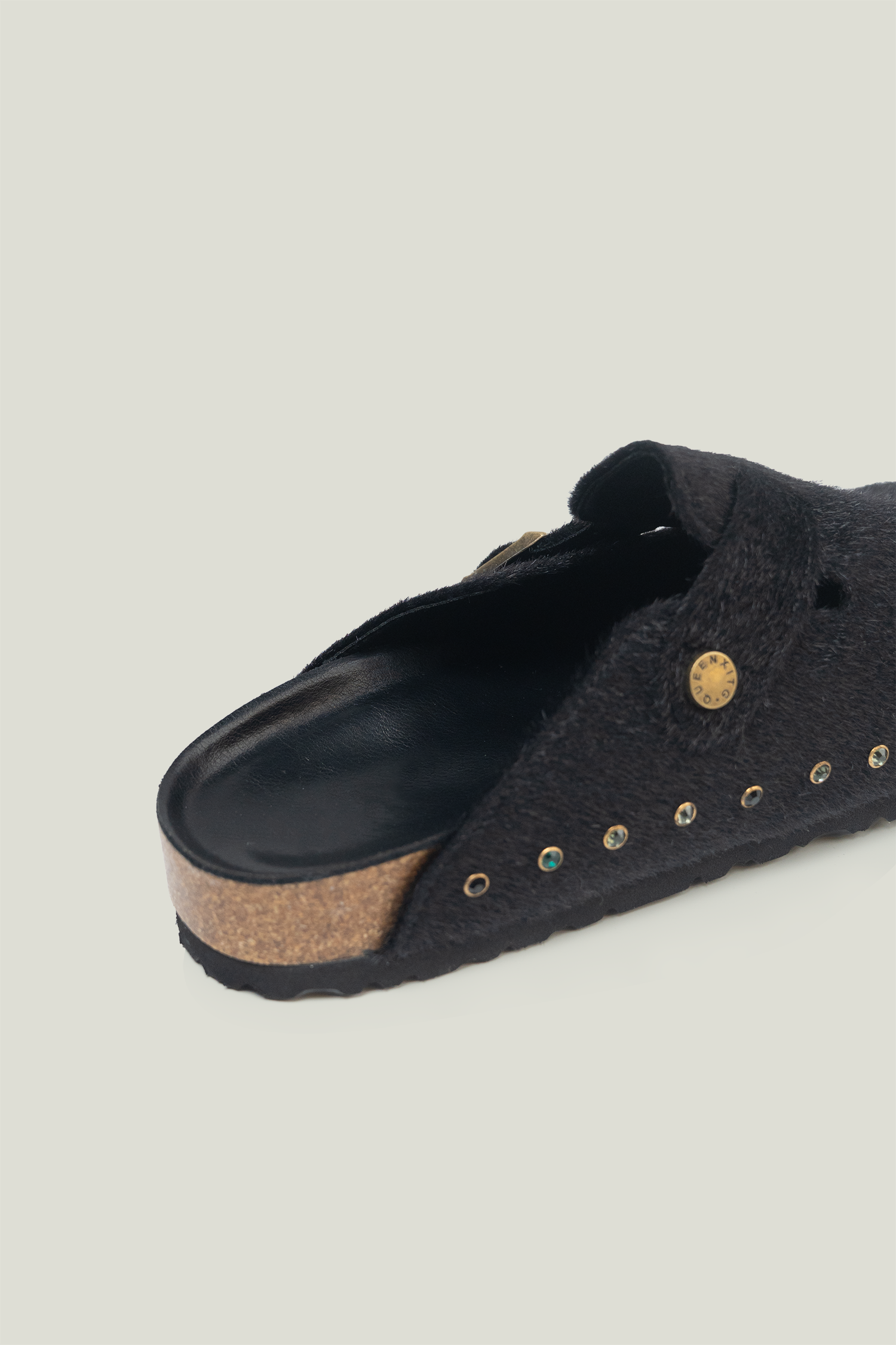 Handmade Rivet Rhinestone Closed Toe Birkenstock-Style Sandals