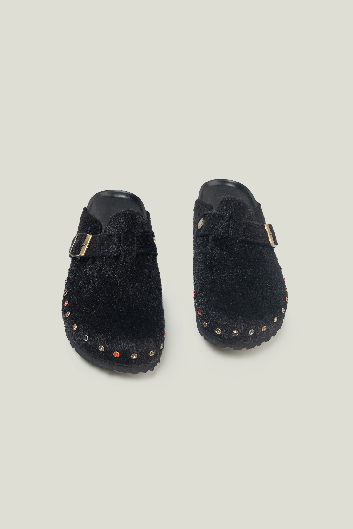 Handmade Rivet Rhinestone Closed Toe Birkenstock-Style Sandals